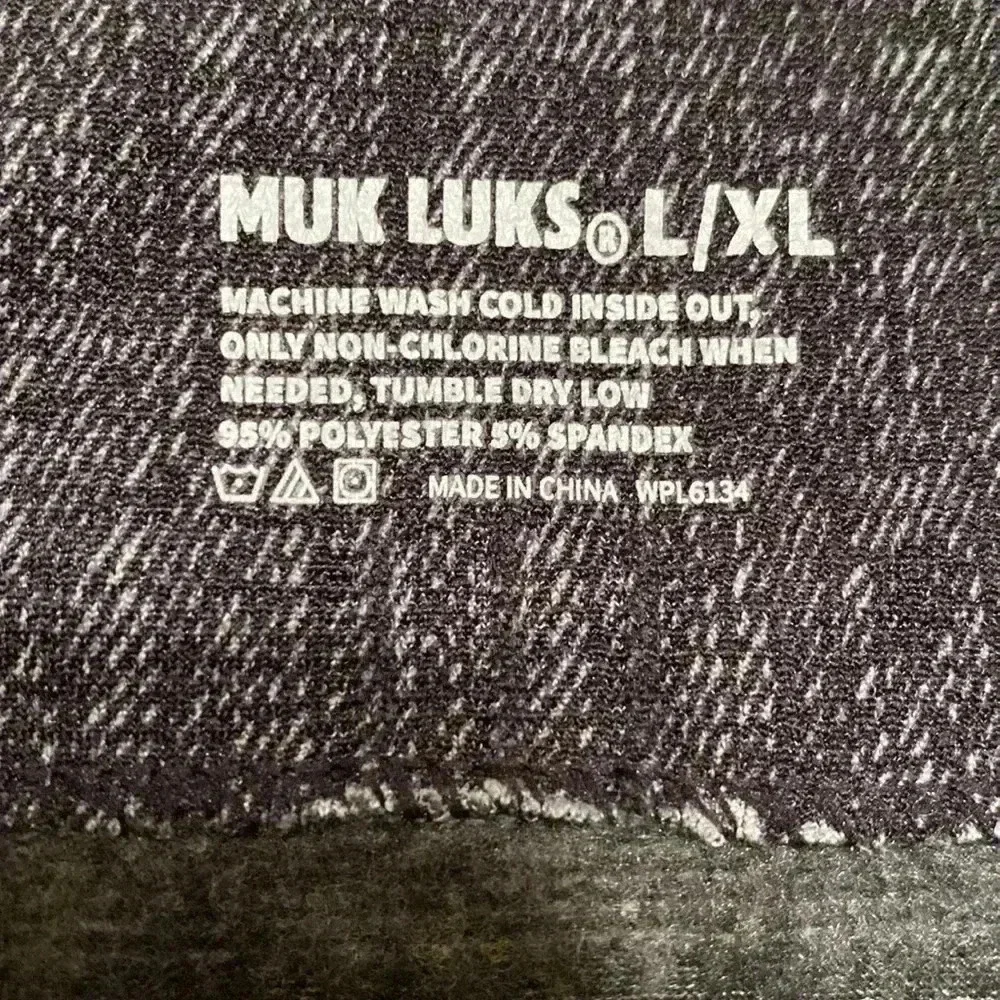 Muk Luks Dark Gray Heathered Look Leggings with Warm, Fuzzy Lining in Size L/XL.